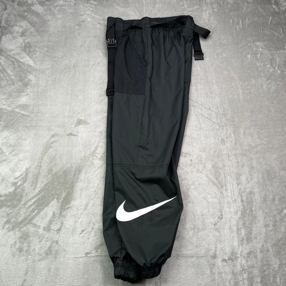 Nike Swoosh Pants Women Small Black Belted Tapered Joggers Athleisure CJ3776-010